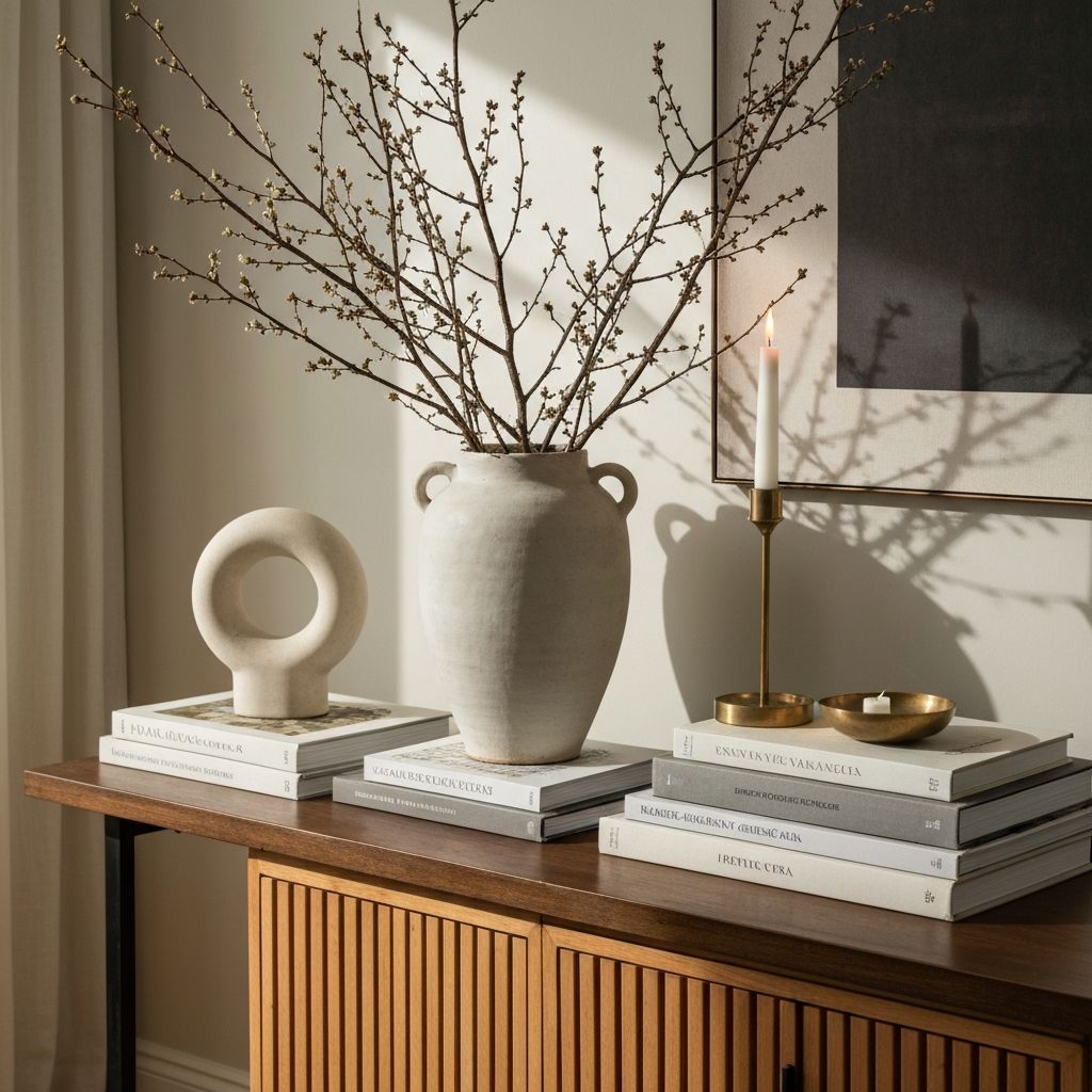 Elegantly styled interior vignette